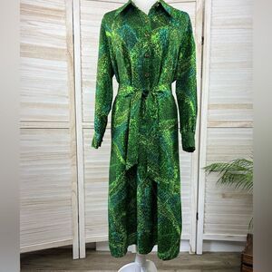 Vintage Midi Shirt Dress Kaftan Large